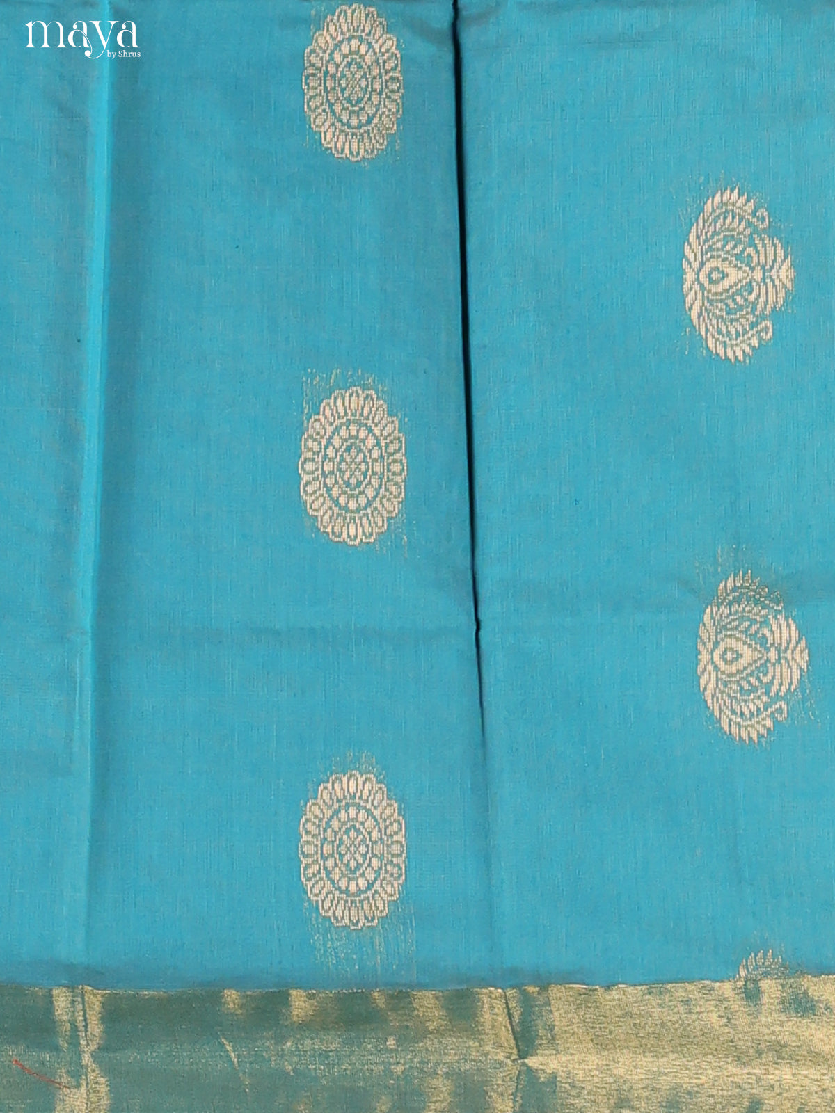 Blue & Brick-Semi silkcotton salwar unstitch