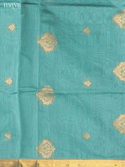 Pastel Blue & Maroon-Semi silkcotton salwar unstitch