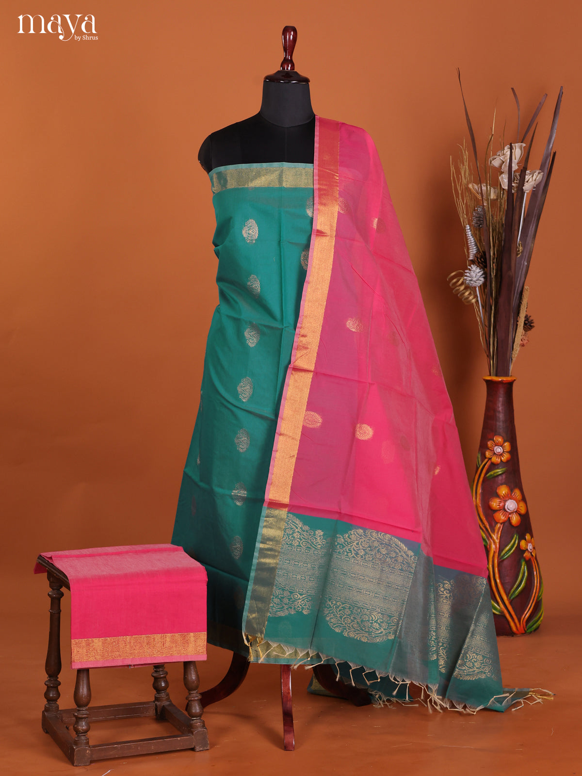 MDK19400-Semi silkcotton salwar unstitch