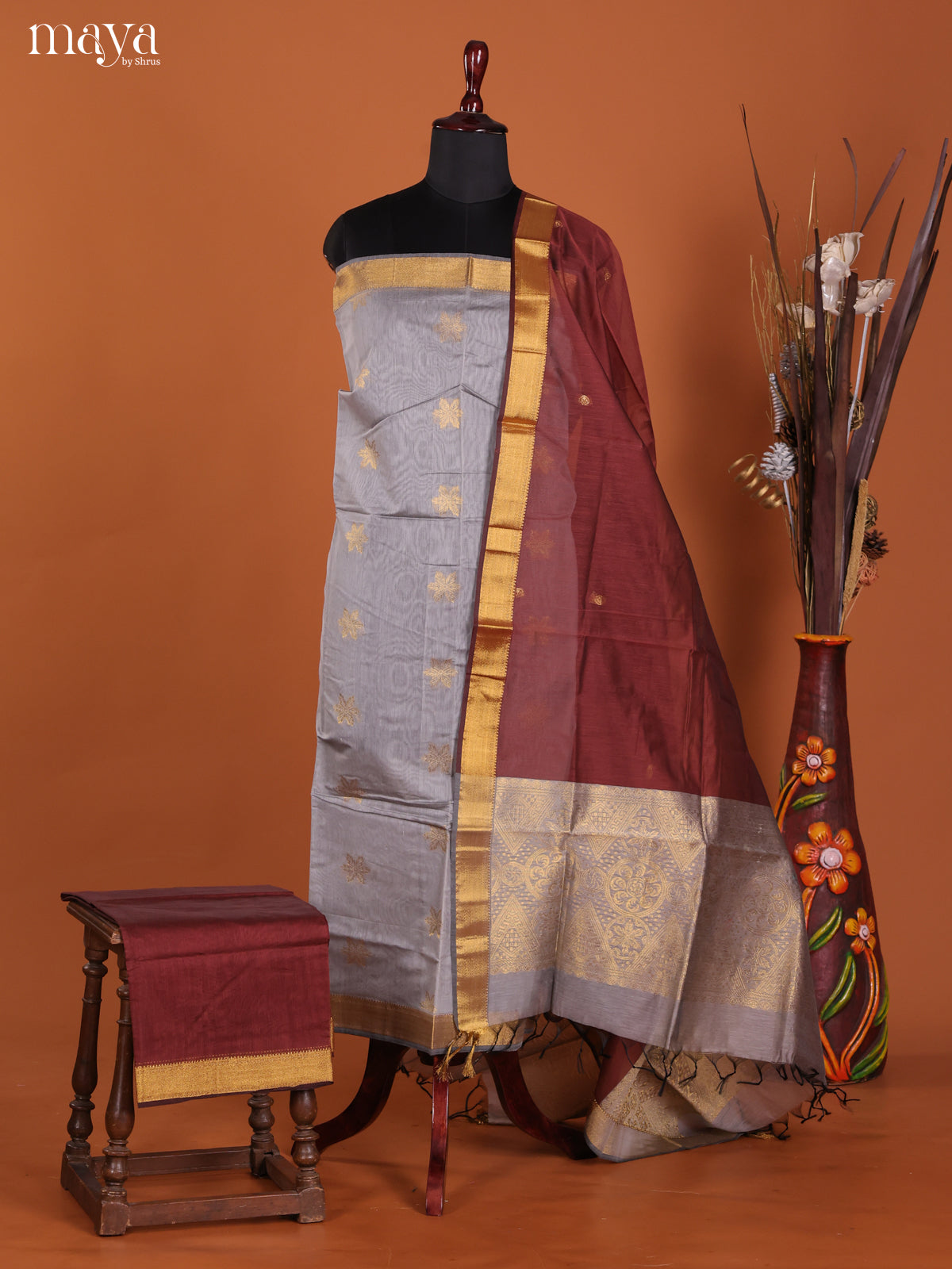 MDK19412-Semi silkcotton salwar unstitch