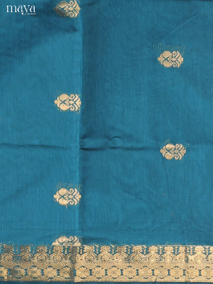 Blue-Semi silkcotton salwar unstitch