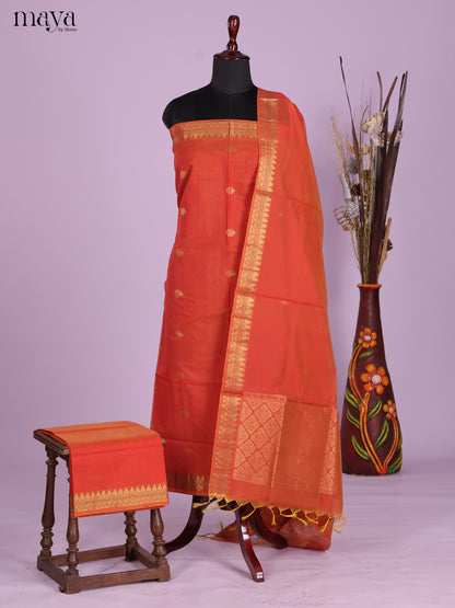 Orange -Semi silkcotton salwar unstitch