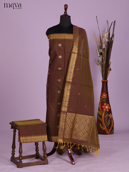 Brown-Semi silkcotton salwar unstitch