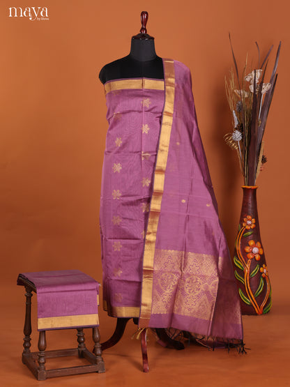 Purple -Semi silkcotton salwar unstitch
