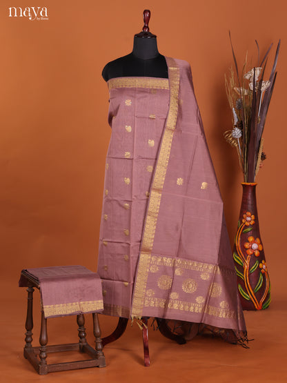 Mauve-Semi silkcotton salwar unstitch