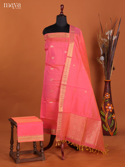 Pink -Semi silkcotton salwar unstitch
