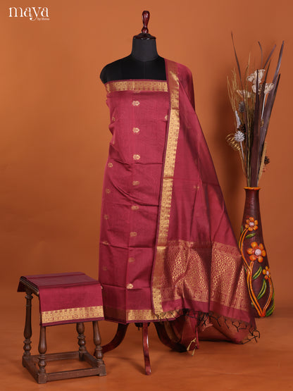 Maroon -Semi silkcotton salwar unstitch