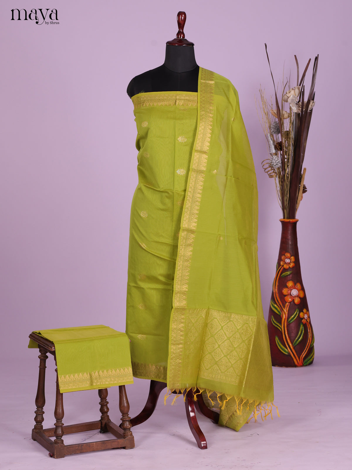 Light Green -Semi silkcotton salwar unstitch