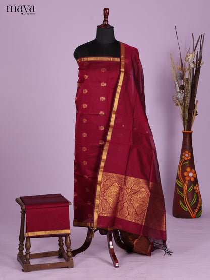 Maroon-Semi silkcotton salwar unstitch