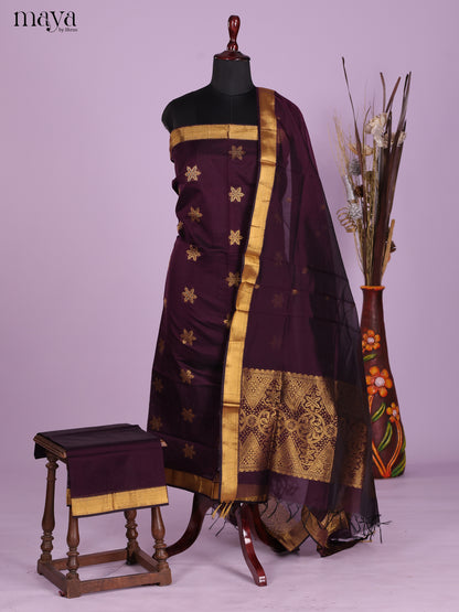 Dark  Purple -Semi silkcotton salwar unstitch