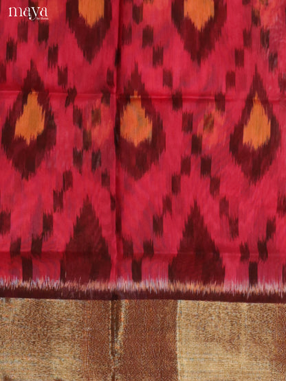 Pink & Green -Pochampally Salwar Unstitch