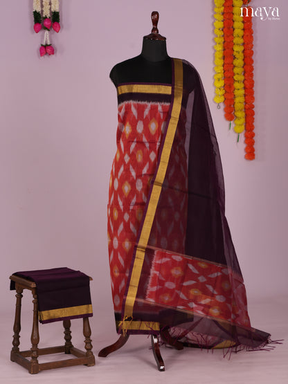 Red  -Pochampally Salwar Unstitch