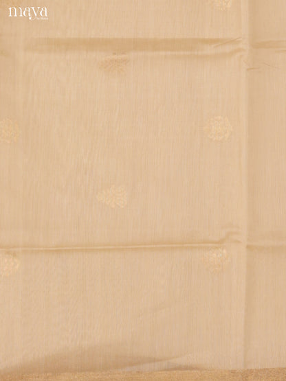 Cream & Green-Silkcotton salwar Unstitch
