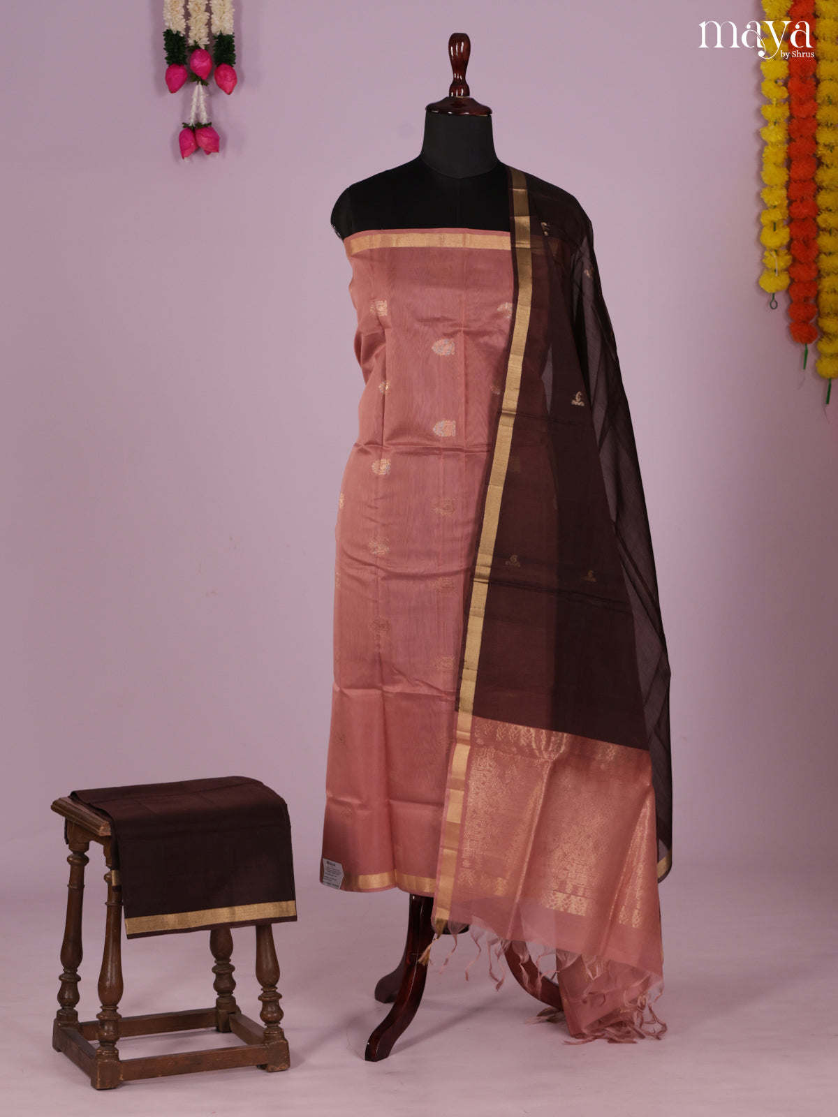 Dusty pink-Silkcotton salwar Unstitch
