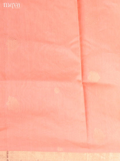 Peach & Blue-Silkcotton salwar Unstitch