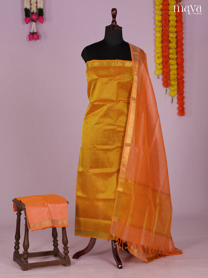 Mustard & Peach -Silkcotton salwar Unstitch