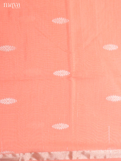 Peach & Green-Semi silkcotton salwar unstitch
