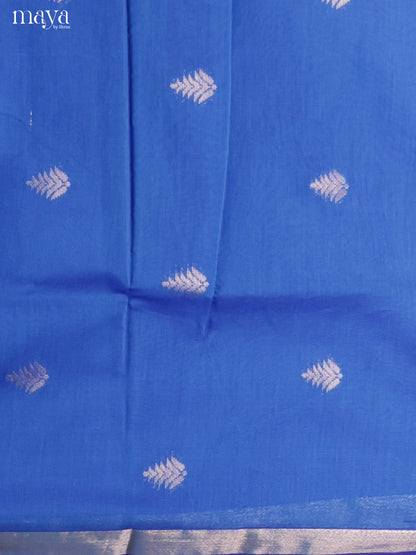 Blue & Red-Semi silkcotton salwar unstitch