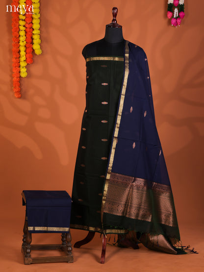 Green & Blue-Semi silkcotton salwar unstitch