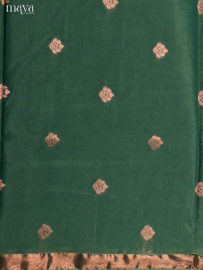 Green & Peach-Semi silkcotton salwar unstitch