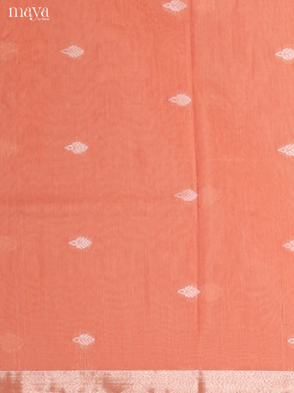 Peach & Red-Semi silkcotton salwar unstitch
