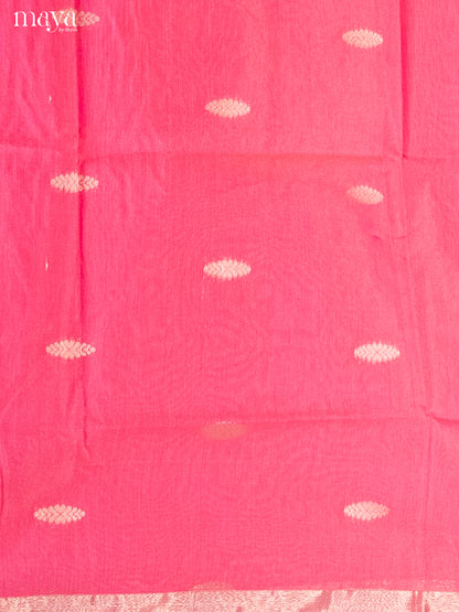 Pink & Green-Semi silkcotton salwar unstitch