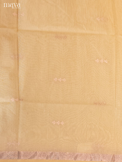 Cream & Green-Semi silkcotton salwar unstitch