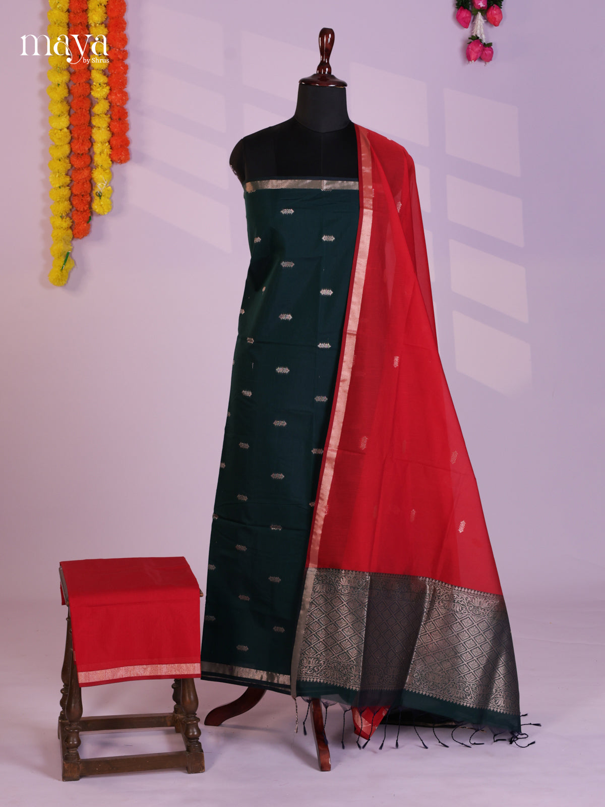 MDL20039-Semi silkcotton salwar unstitch