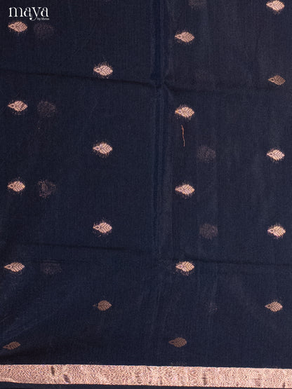 Blue & Red-Semi silkcotton salwar unstitch