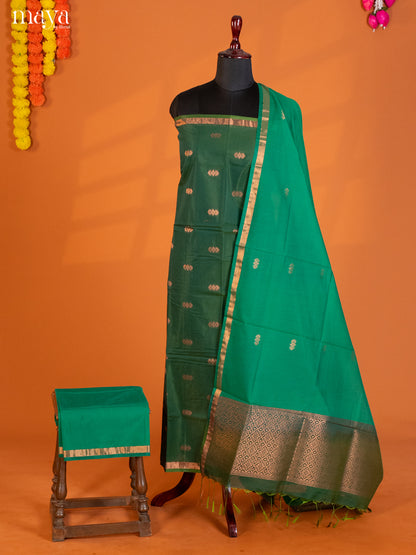 Green -Semi silkcotton salwar unstitch