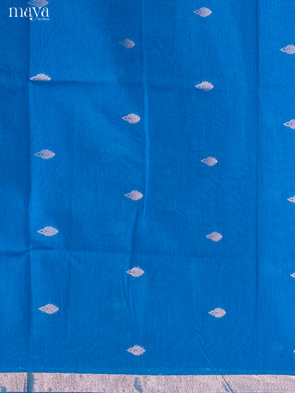 Blue & Red-Semi silkcotton salwar unstitch