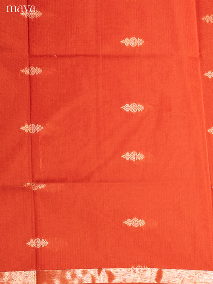 Orange & Blue-Semi silkcotton salwar unstitch