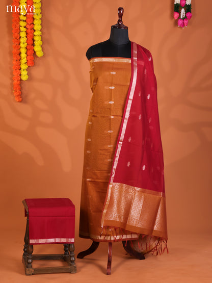 Brick & Red -Semi silkcotton salwar unstitch