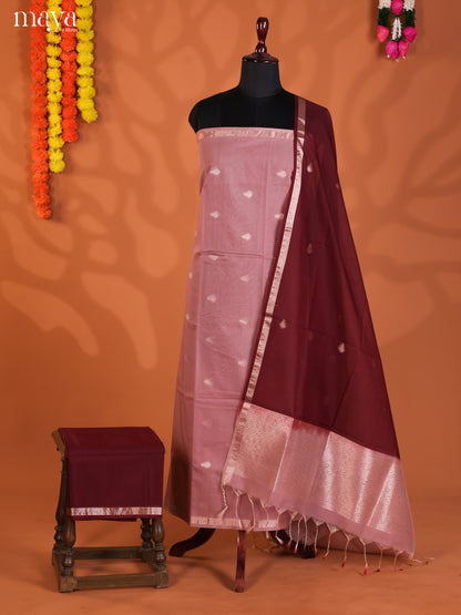 Mauve & Maroon-Semi silkcotton salwar unstitch