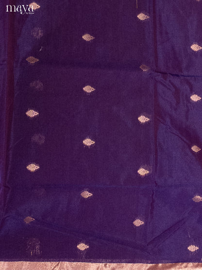 Blue & Red-Semi silkcotton salwar unstitch