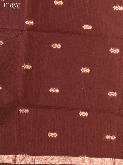 Brown & Blue-Semi silkcotton salwar unstitch