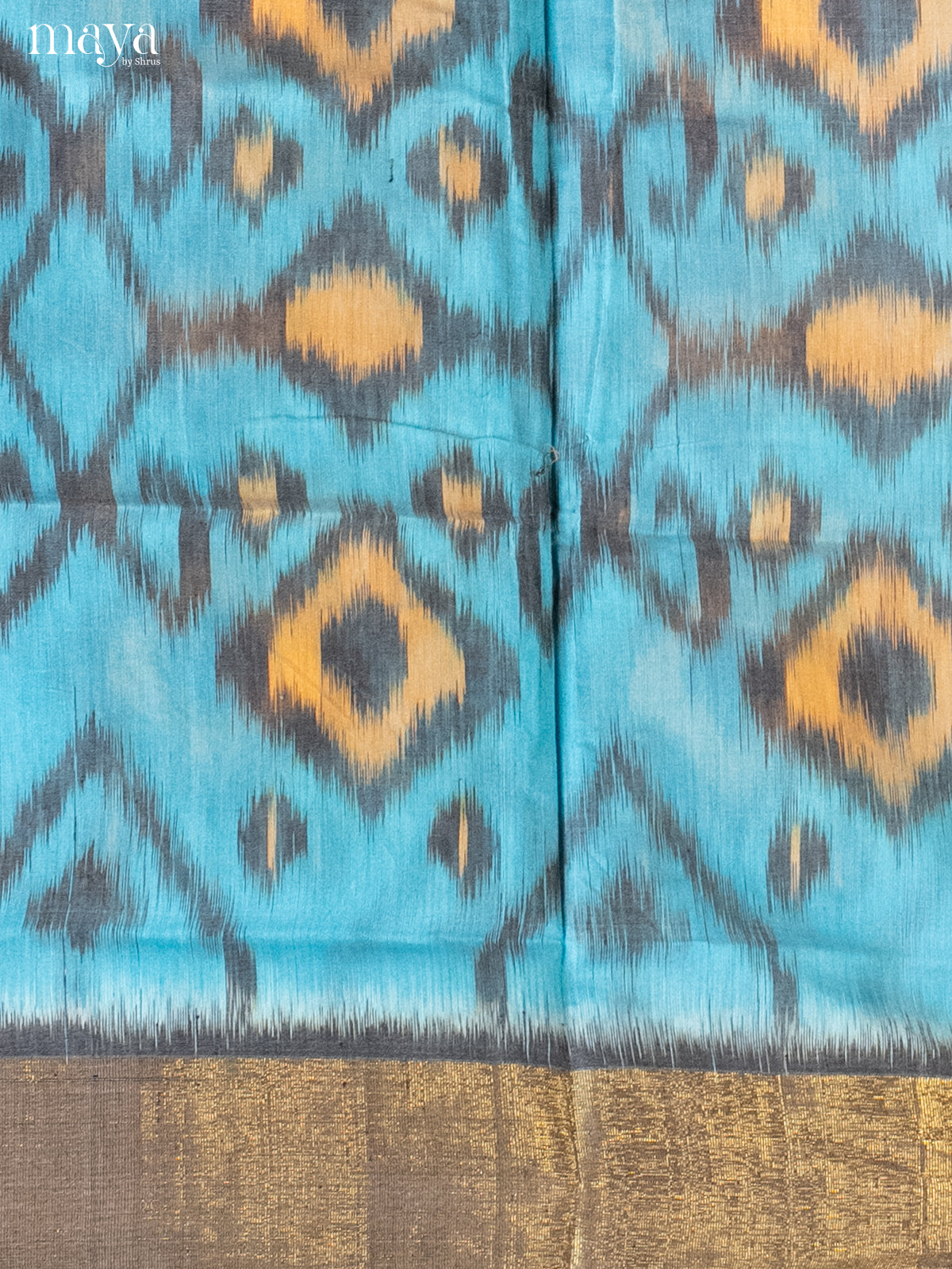 Blue & White-Pochampally Salwar Unstitch