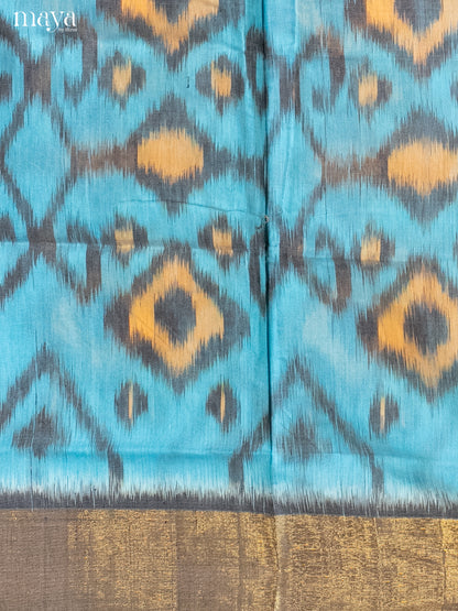 Blue & White-Pochampally Salwar Unstitch