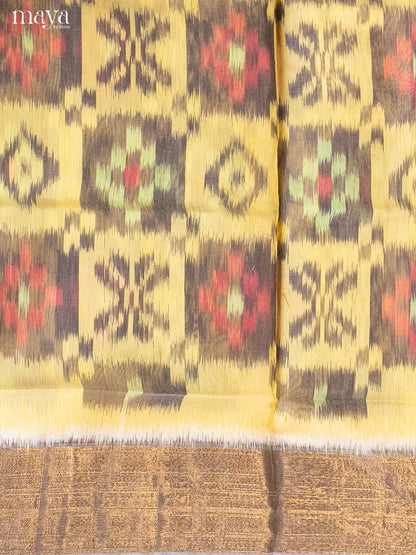 Yellow -Pochampally Salwar Unstitch