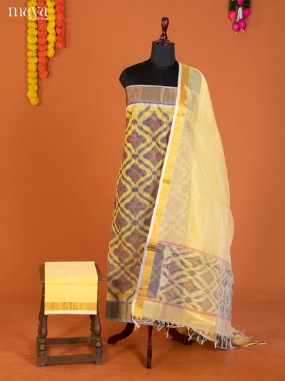 Yellow & Cream -Pochampally Salwar Unstitch