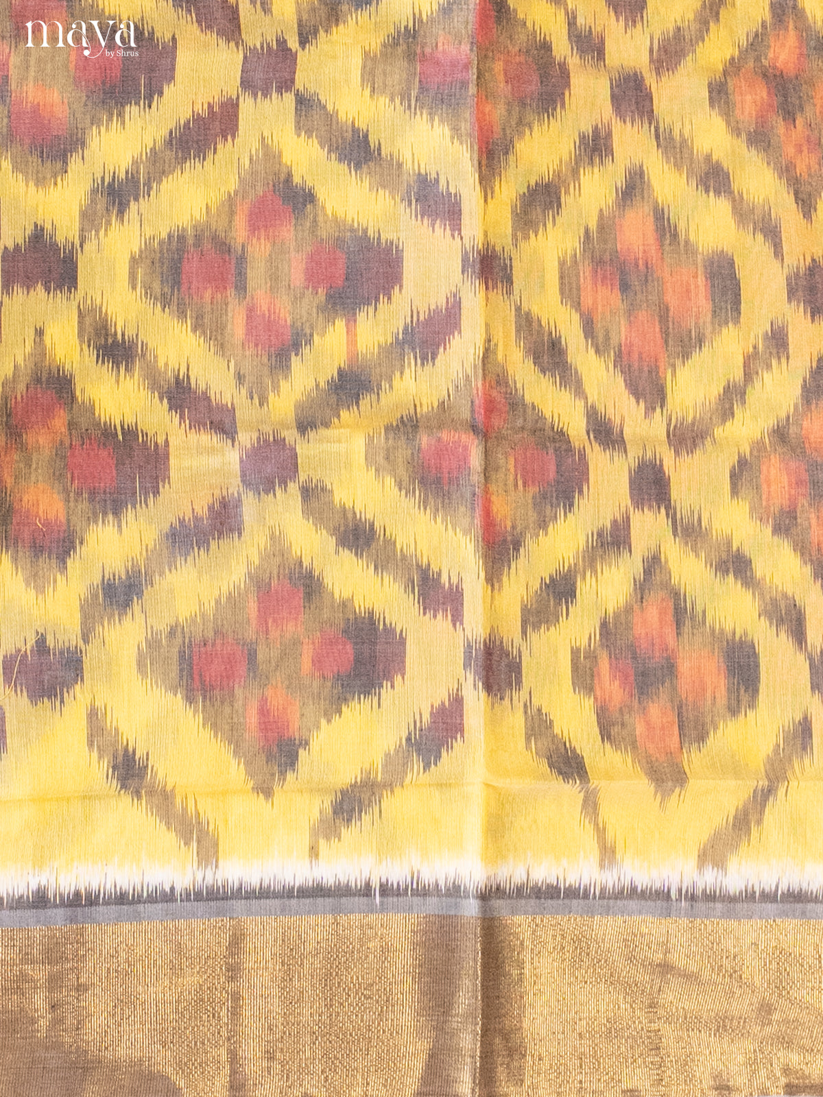 Yellow & Cream -Pochampally Salwar Unstitch