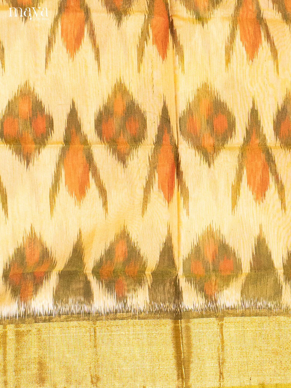 Pale Yellow & Chutney Green-Pochampally Salwar Unstitch