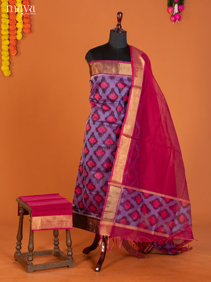 Purple  & Maroon -Pochampally Salwar Unstitch