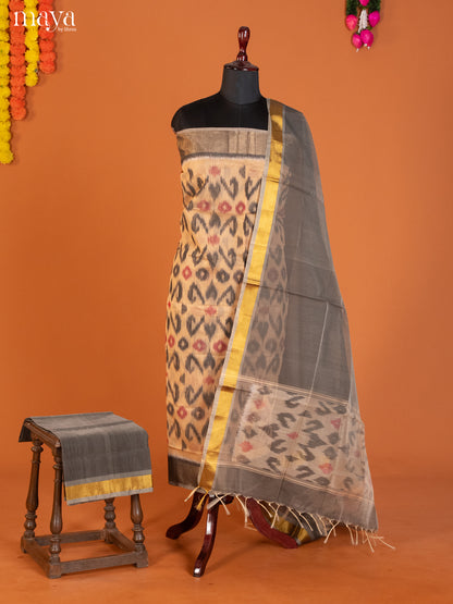 Peach & Grey -Pochampally Salwar Unstitch