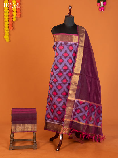Purple & Maroon-Pochampally Salwar Unstitch