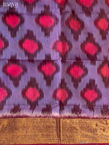 Purple & Maroon-Pochampally Salwar Unstitch