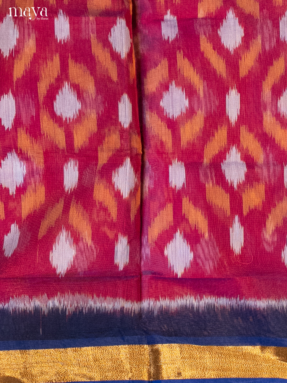 Maroon & Blue-Pochampally Salwar Unstitch