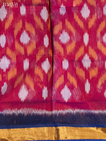 Maroon & Blue-Pochampally Salwar Unstitch