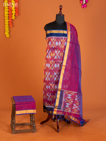 Red & Purple -Pochampally Salwar Unstitch