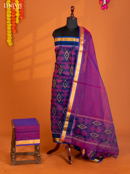 Purple & Blue -Pochampally Salwar Unstitch